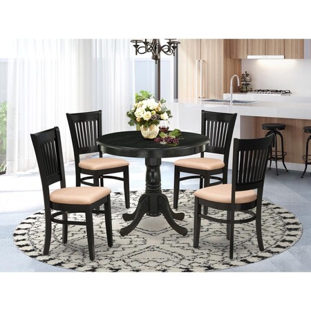 East West Furniture 5 Piece Antique Dinette Room Set - Black ANVA5-BLK-C